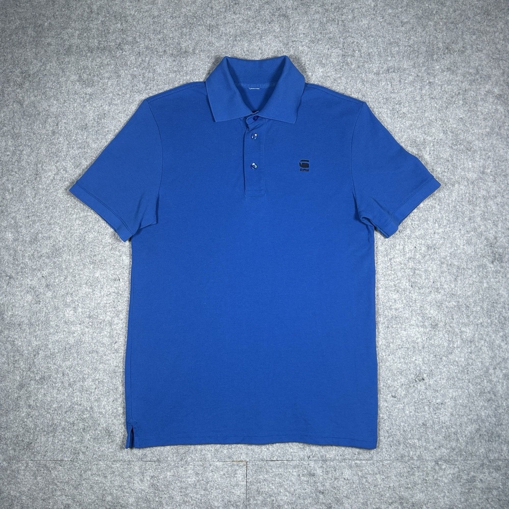 G Star Raw Polo Shirt Men's Size Small Blue Slim Fit Collared Embroidered Logo